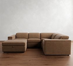 Ultra Lounge Square Arm Leather Reclining 5-Piece Sectional (117")
