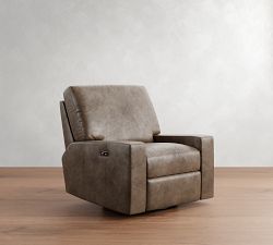 Turner Square Arm Leather Power Swivel Glider Recliner