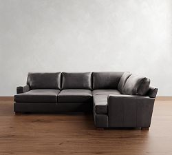 Townsend Square Arm Leather 3-Piece Sectional (113")