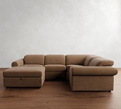 Ultra Lounge Roll Arm Leather Reclining 5-Piece Sectional (116")