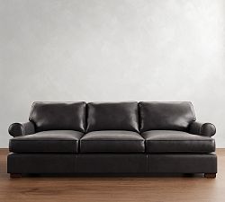 Townsend Roll Arm Leather Sofa Collection (79"&ndash;102")