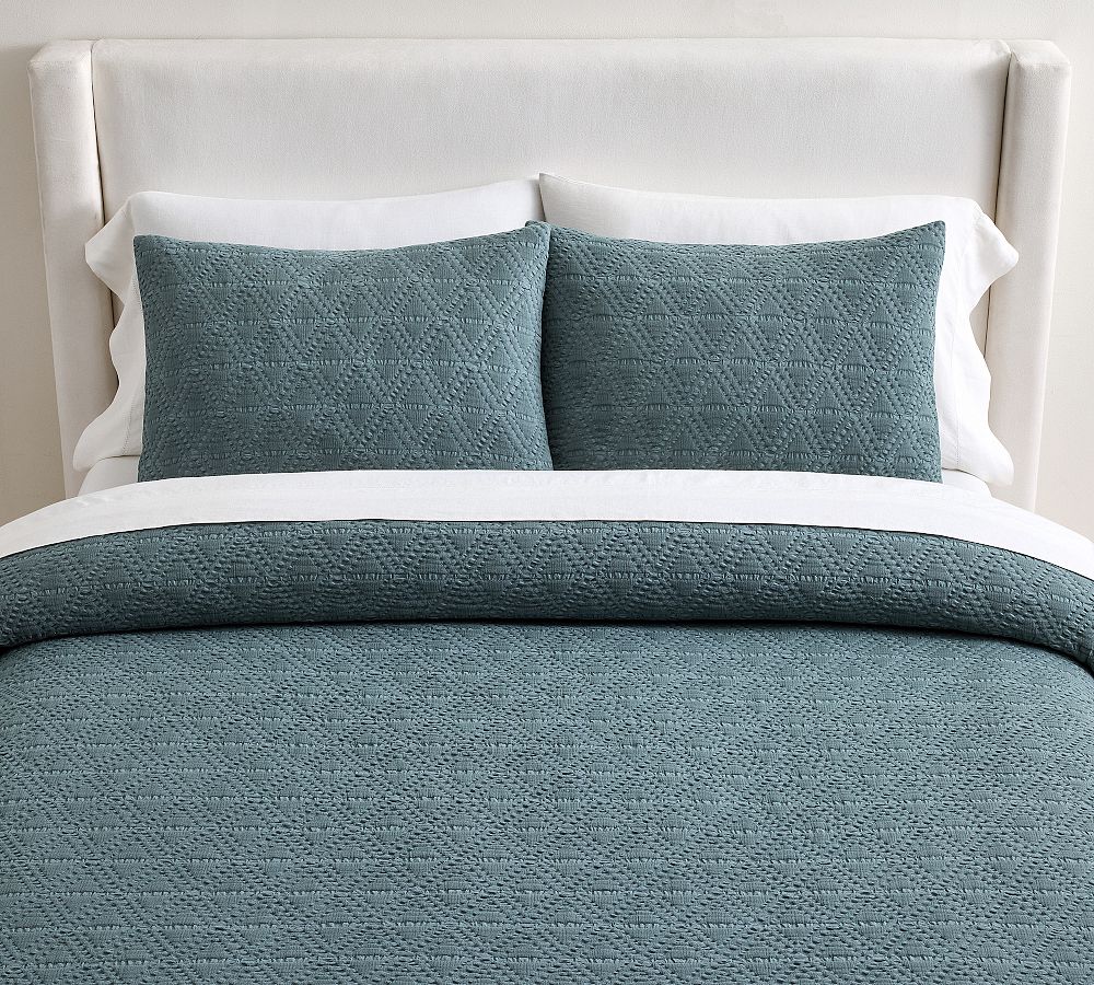 Diamond Matelasse Duvet Cover - Steel Blue, Full/Queen