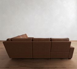 Big Sur Square Arm Leather Power Reclining L Shaped Sectional (121")