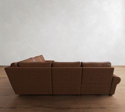 Big Sur Roll Arm Leather Power Reclining L Shaped Sectional (122")