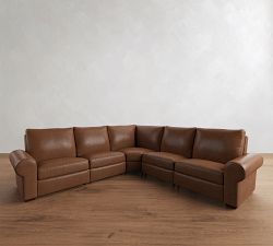 Big Sur Roll Arm Leather Power Reclining L Shaped Sectional (122")