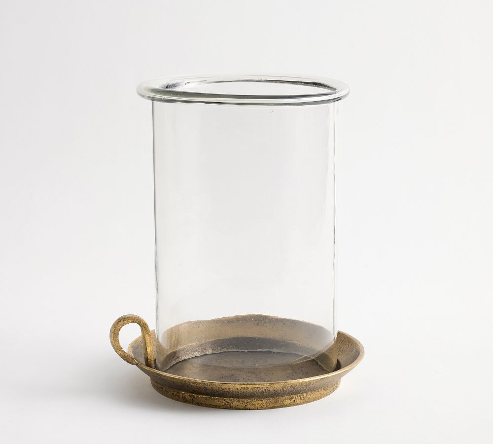 Pottery Barn Chamberstick Hurricane Candle Holder - Brass, Large