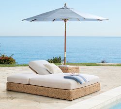 Kostas Wicker Outdoor Double Chaise with Wheels