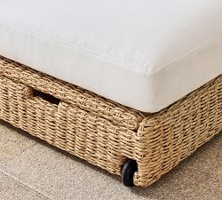 Kostas Wicker Outdoor Double Chaise with Wheels