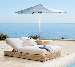 Kostas Wicker Outdoor Double Chaise with Wheels