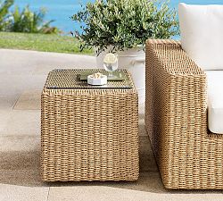 Kostas Wicker Square Outdoor Side Table (20")