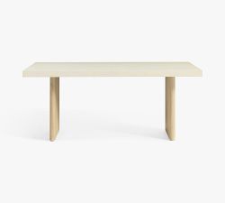 Cayman Concrete &amp; Eucalyptus Rectangular Outdoor Dining Table (73")