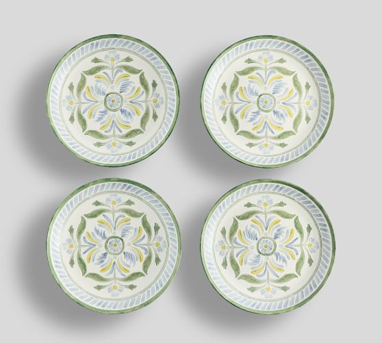 Chambray Tile Multi Stoneware Appetizer Plates - Set of 4
