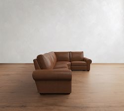 Big Sur Roll Arm Leather Reversible Power Reclining Sectional (122")