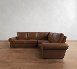 Big Sur Roll Arm Leather Reversible Power Reclining Sectional (122")