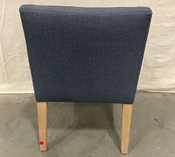 Open Box: Classic Slope Arm Upholstered Dining Armchair - Sunbrella® Performance Boss Herringbone Indigo, Seadrift Legs