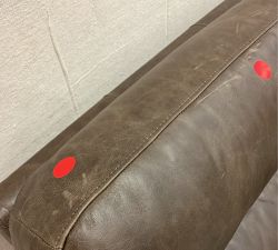 Open Box: Parker Square Arm Leather Power Swivel Glider Recliner with Heat and Massage, Down Blend Wrapped Cushions - Gravel Chocolate