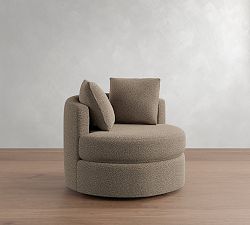 Open Box: Balboa Upholstered Swivel Armchair (40"), High Performance Contract Grade - Luxe Boucle Taupe