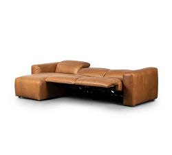Lennox 3-Piece Leather Power Reclining Chaise Sectional (121")