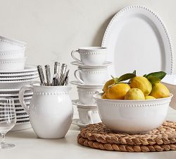 Emma Beaded Stoneware Cup and Saucer Sets