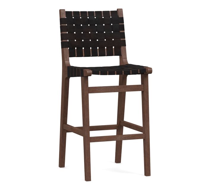 Fenton Woven Leather Stool | Pottery Barn
