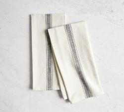 French Striped Organic Cotton Grain Sack Tea Towels - Set of 2