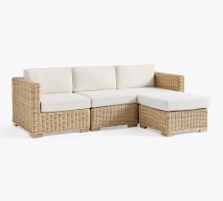 Huntington Wicker Square-Arm 4-Piece Outdoor Sectional (93")