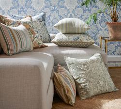 Kravet Garden Floral Ikat Pillow With Fringe