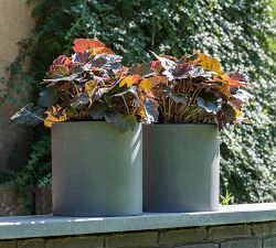 Lightweight Handcrafted Fiber Stone Cylinder Indoor/Outdoor Planters