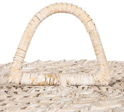 Bruno White Rattan Baskets With Lids, Set of 2