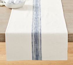 French Striped Organic Cotton Grain Sack Table Runner