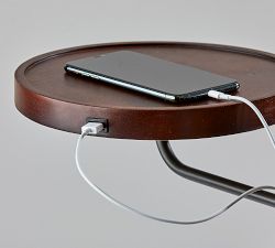 Edward Wooden Shelf Floor Lamp with USB Port (65")