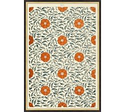 Flowers on Pattern Framed Print