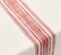 French Striped Organic Cotton Grain Sack Table Runner