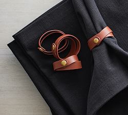 Leather Wrapped Napkin Rings - Set of 4