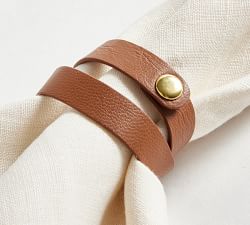 Leather Wrapped Napkin Rings - Set of 4