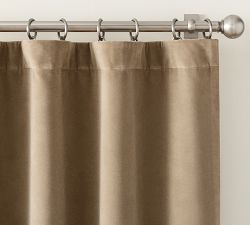 Custom Velvet Twill Blackout Curtain - Taupe