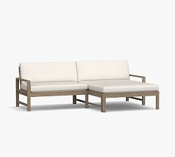 Indio Sectional 2pc Cushion- 1 LA/RA Loveseat/1 LA/RA Double Chaise, High Performance Canvas; White