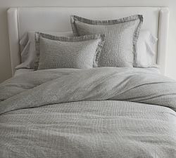 Open Box: European Flax Linen Waffle Duvet, Twin/Twin XL - Light Gray