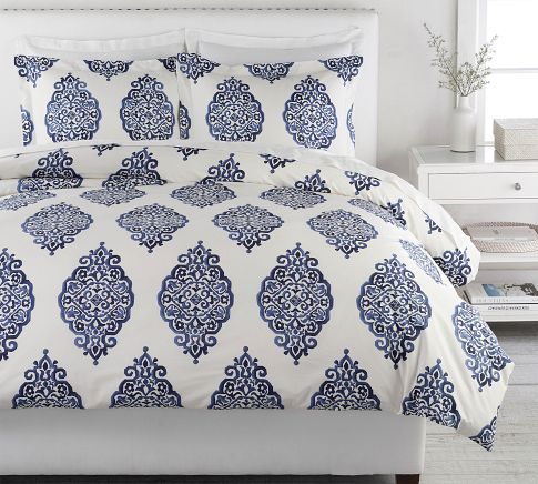 Asher Medallion Percale Duvet Cover
