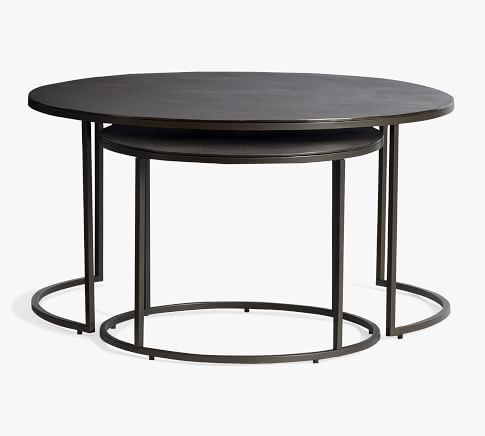 Duke Round Metal Nesting Coffee Tables, Bronze - Set of 2