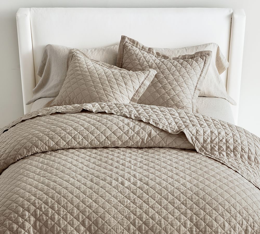 Belgian Flax Linen Diamond Quilt - Full/Queen