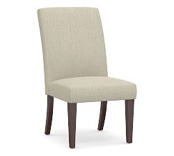 Open Box: PB Comfort Square Upholstered Dining Chair - Chenille Basketweave Oatmeal, Espresso Legs