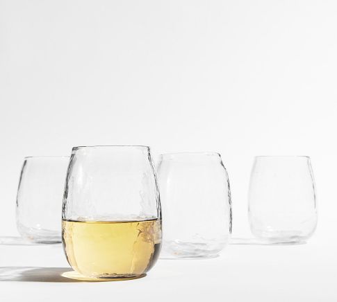 Hammered Stemless Wine Glasses - 10 oz.