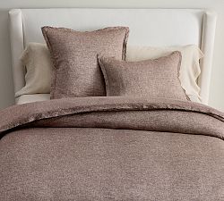 Open Box: Belgian Linen Double Flange Duvet Cover, Full/Queen - Coffee