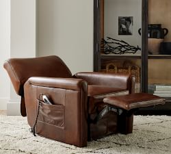 Irving Roll Arm Leather Power Lift Recliner