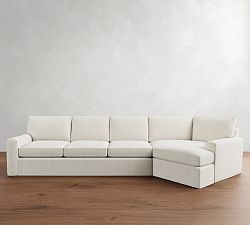 Pearce Square Arm Slipcovered Cuddle Chaise Sectional (133"-163")