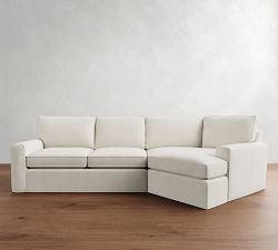 Pearce Square Arm Slipcovered Cuddle Chaise Sectional (133"-163")