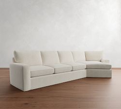 Pearce Square Arm Slipcovered Cuddle Chaise Sectional (133"-163")