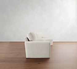Pearce Square Arm Slipcovered Cuddle Chaise Sectional (133"-163")