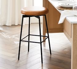 Maison Leather Backless Swivel Stool